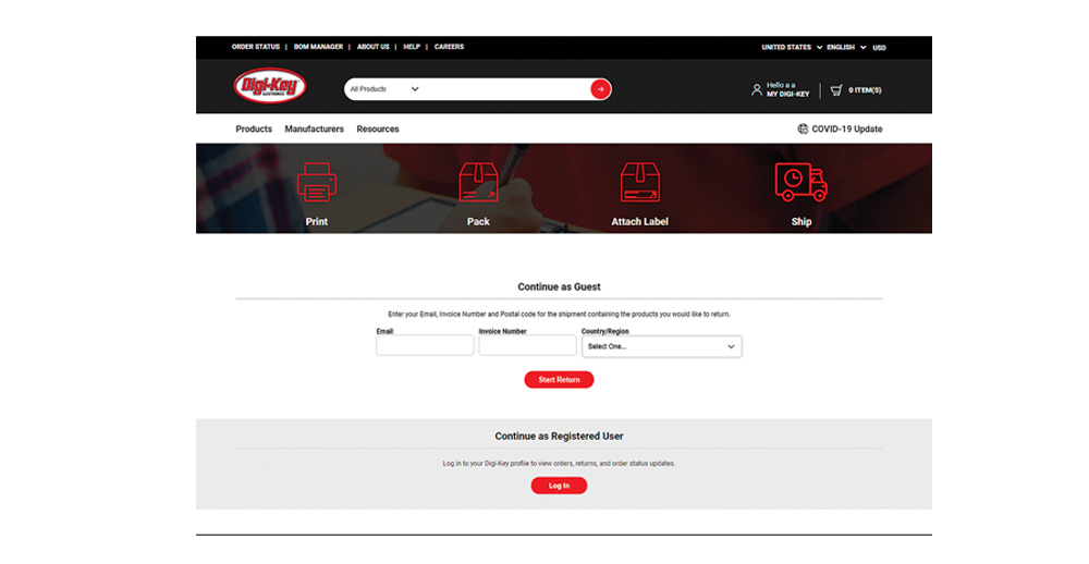 DigiKey Electronics îmbunătățește portalul online pentru returnări și probleme de comandă cu